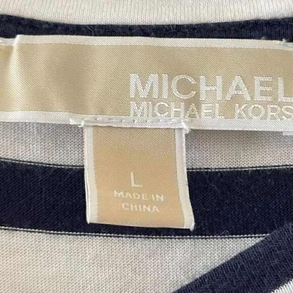 2 for $30 Michael Kors Stripes Front Knot Short Sleeves Soft High Low L # 1373 - Picture 11 of 12